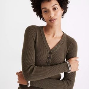 Madewell Ruffle-Cuff Henley Sweater - M